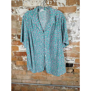 Vintage Nikki Casual Button Front Shirt Women's 42 Floral Short Sleeve 90s